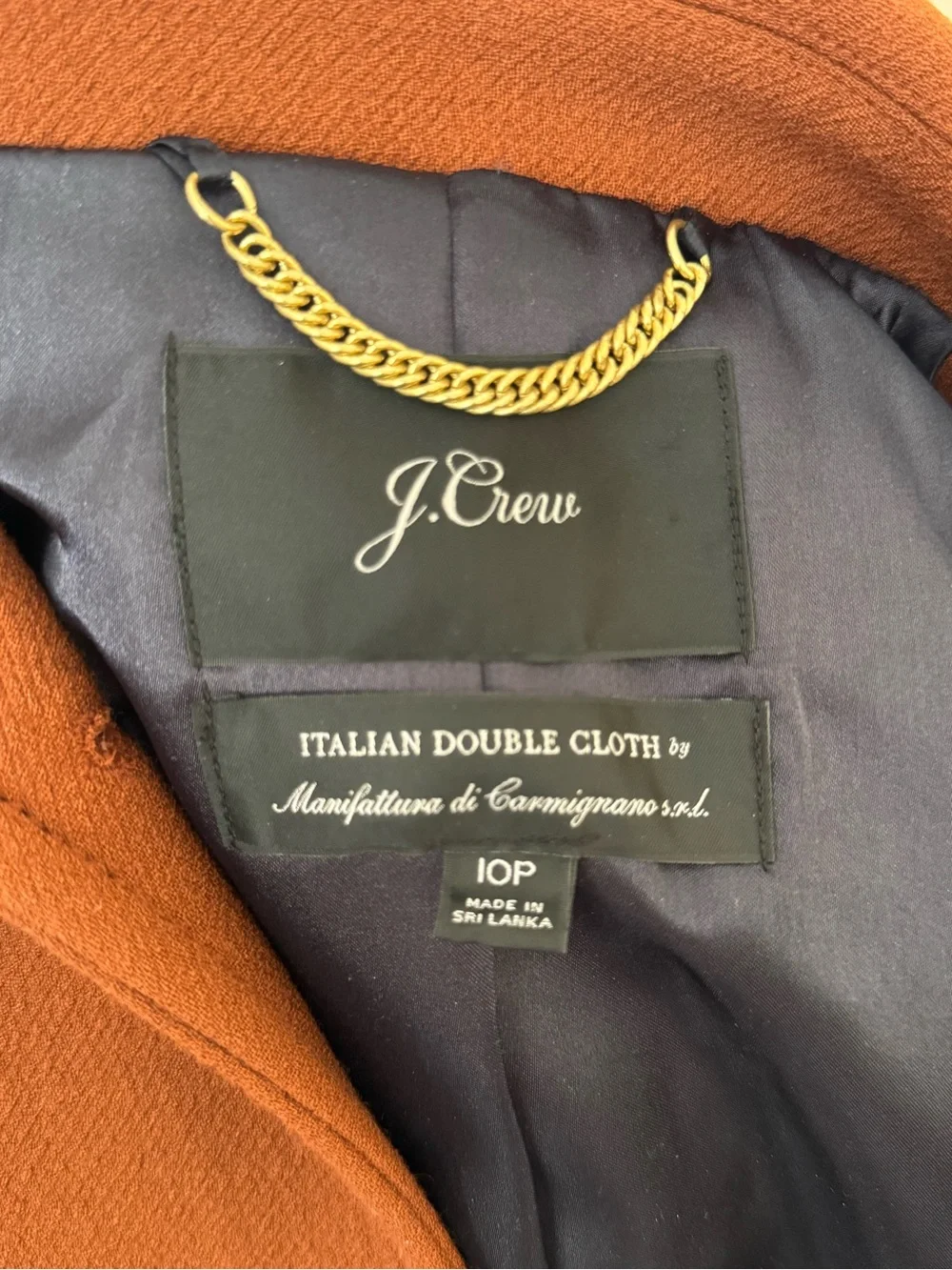 J. Crew Women’s Rust Orange Wool-Blend Pea Coat - Picture 3 of 3